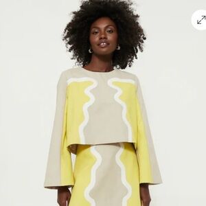 Tuckernuck Lemondrop Maxine Top Women's Small Tan Yellow Blouse Boxy Textured